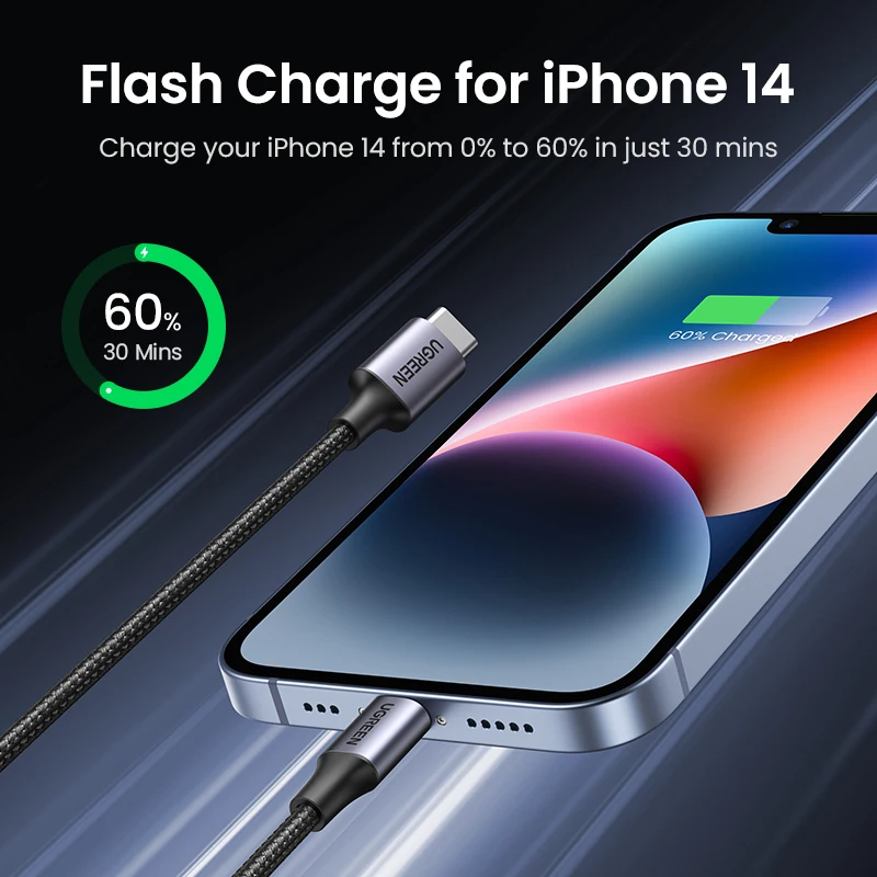 UGREEN Cable Tipo-C a Lightning MFI 2M 20W para Iphone