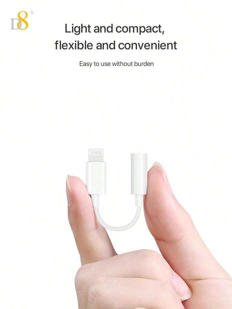 D8 Adaptador Lightning a Jack 3.5mm MFI para Iphone
