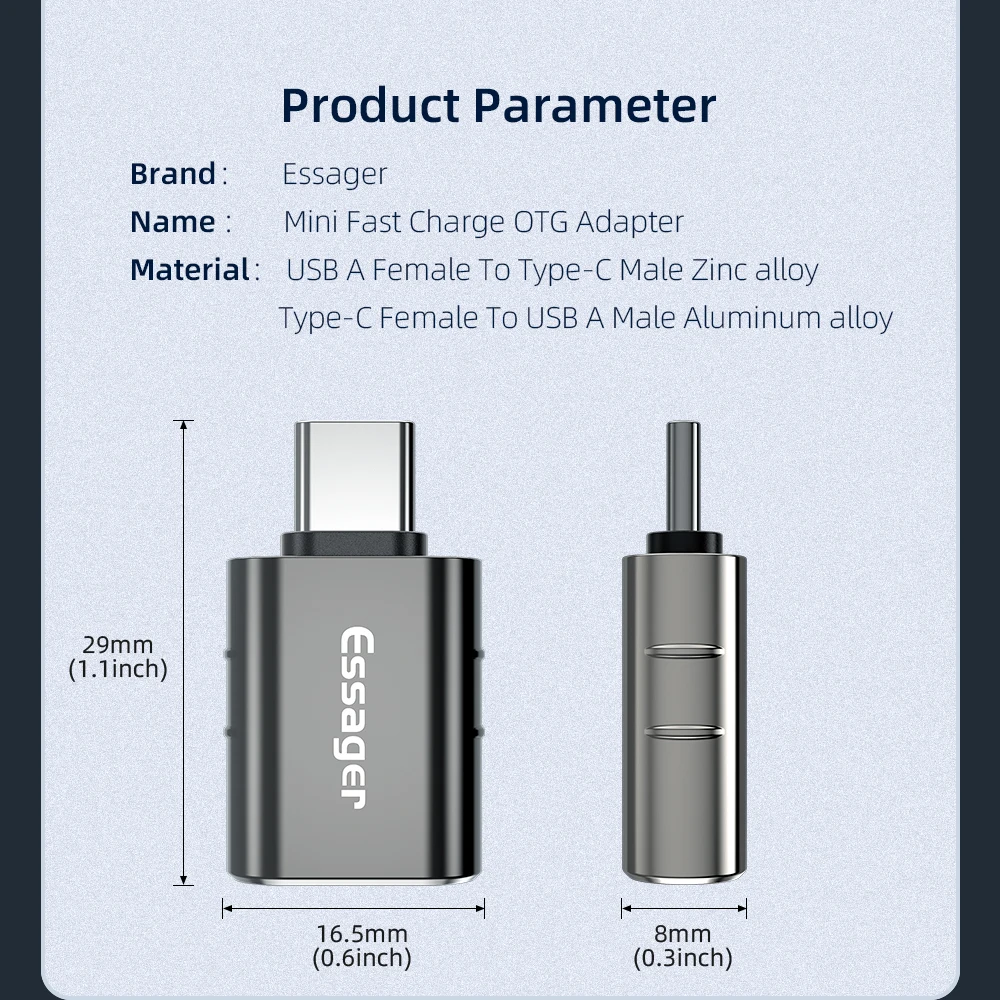 ESSAGER Adaptador OTG Tipo-C a USB y USB a Tipo-C 3.0