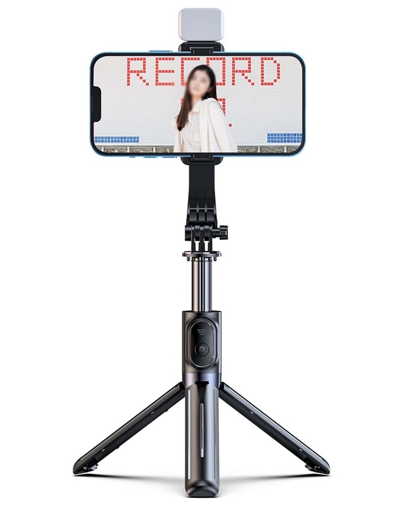 Palo Selfie para Celular Retractil con Luz Tenue y Control BT para Fotografias