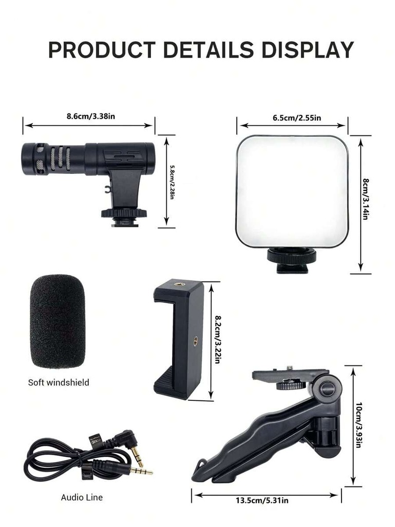 Tripode Portatil con Luz Suave y Microfono 3.5mm