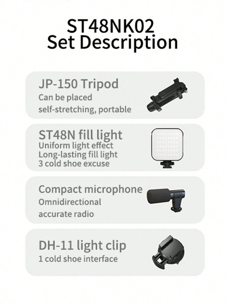 Tripode Portatil con Luz Suave y Microfono 3.5mm