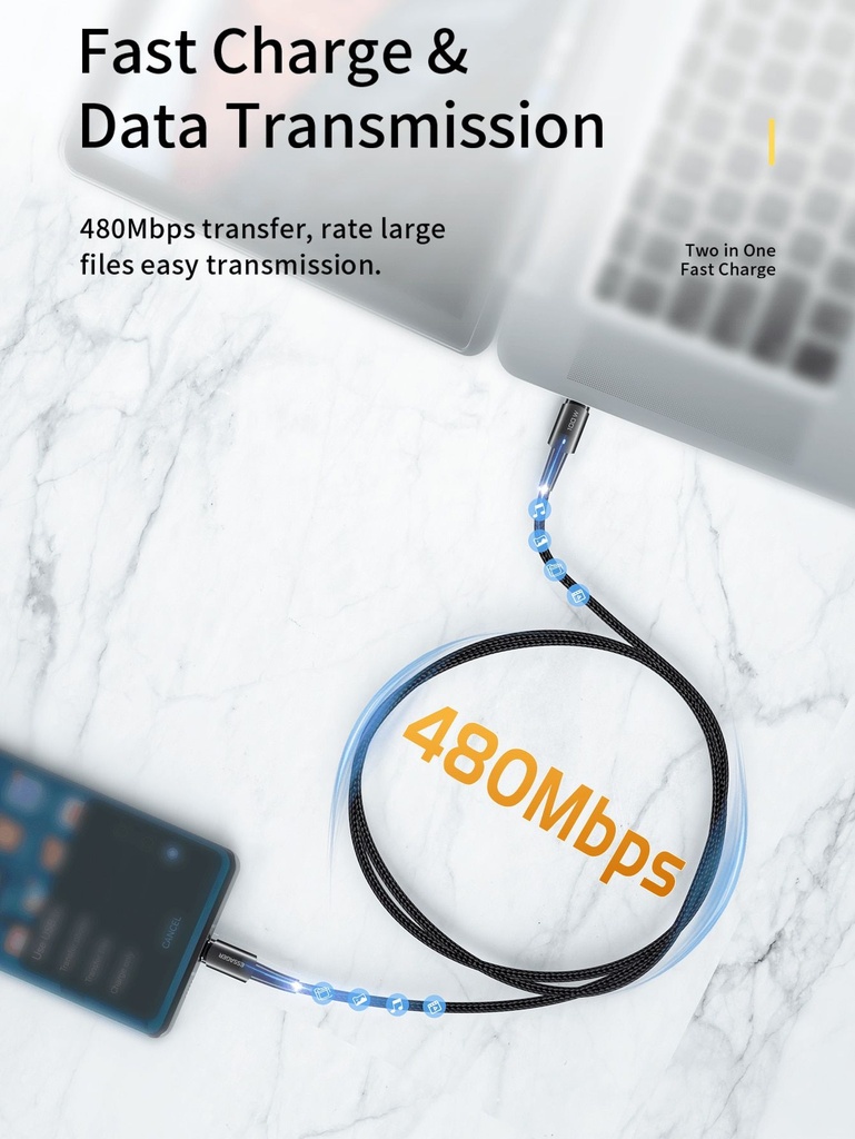ESSAGER Cable Tipo-C a Tipo-C 100W 2M PD QC 4.0 3.0