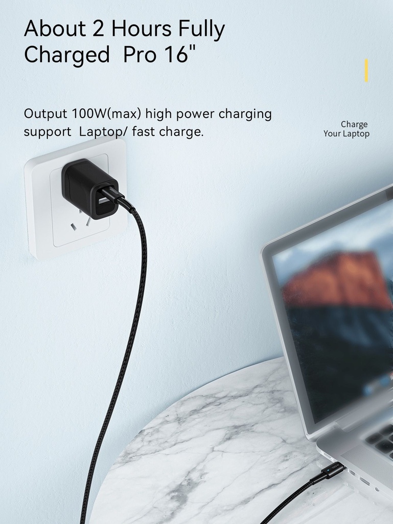 ESSAGER Cable Tipo-C a Tipo-C 100W 2M PD QC 4.0 3.0