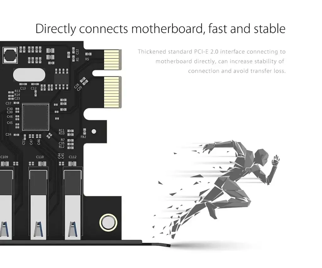 ORICO Tarjeta PCI-E SuperSpeed 7 Puertos USB 3.0 con adaptador 15pin SATA
