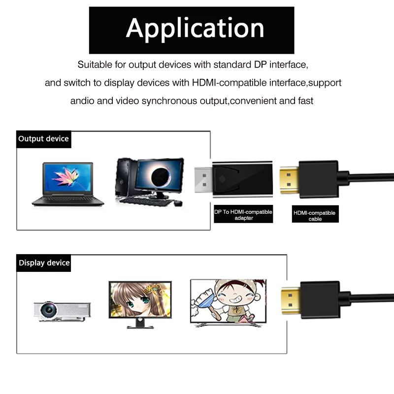 CONGDI Adaptador DP a HDMI 4k Macho a Hembra