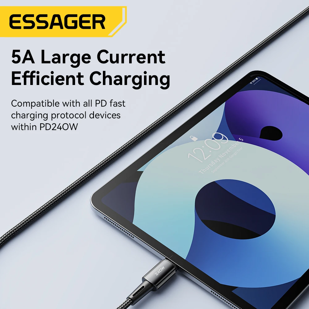 ESSAGER Cable Tipo-C a Tipo-C 240W 1M
