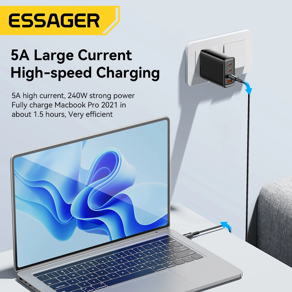 ESSAGER Cable Tipo-C a Tipo-C 240W 1M