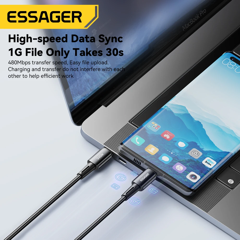 ESSAGER Cable Tipo-C a Tipo-C 240W 1M