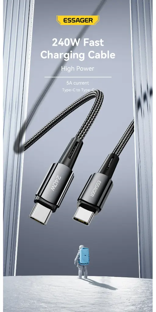 ESSAGER Cable Tipo-C a Tipo-C 240W 1M