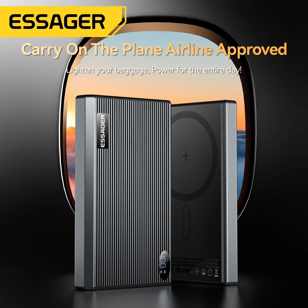 ESSAGER PowerBank 10,000mAh 15w/20w Carga Inalámbrica/Cable