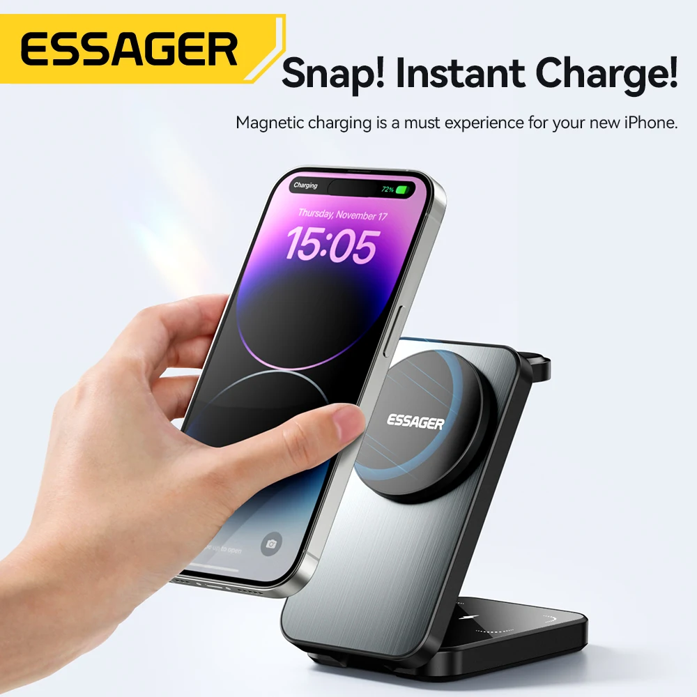 ESSAGER Soporte 3en1 15w Applewatch/Iphone/Airpods