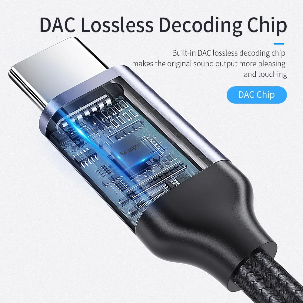 ESSAGER Adaptador Tipo-C a Jack 3.5mm Audio
