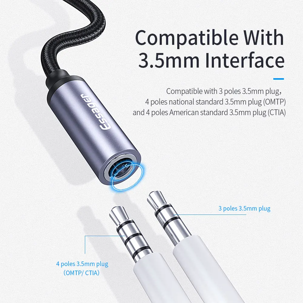 ESSAGER Adaptador Tipo-C a Jack 3.5mm Audio