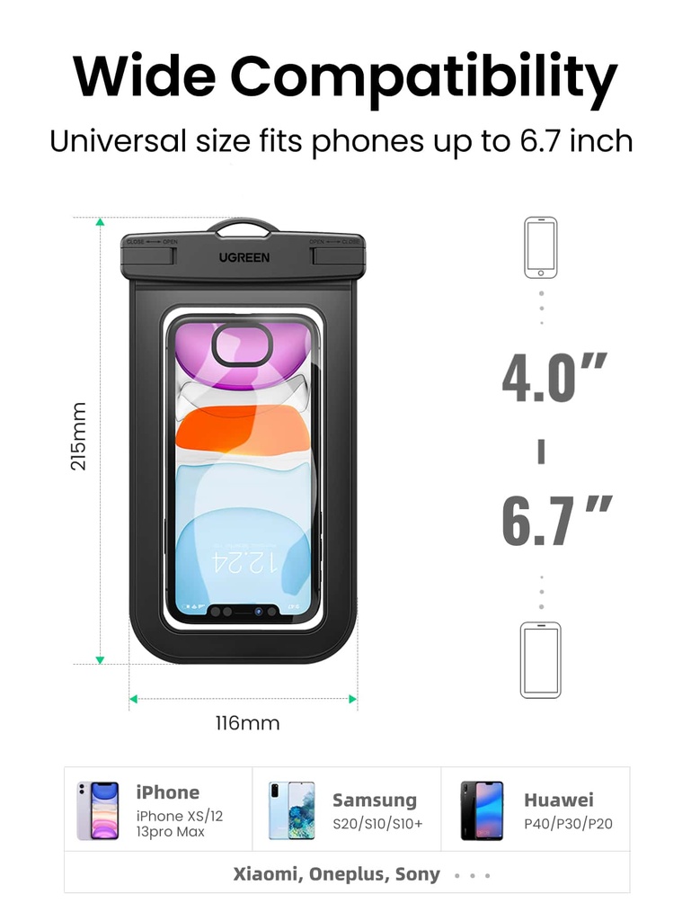 UGREEN Bolsa Impermeable para Celular hasta 6.7"