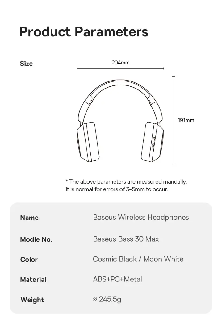 BASEUS Cascos Bass 30 MAX BT5.3