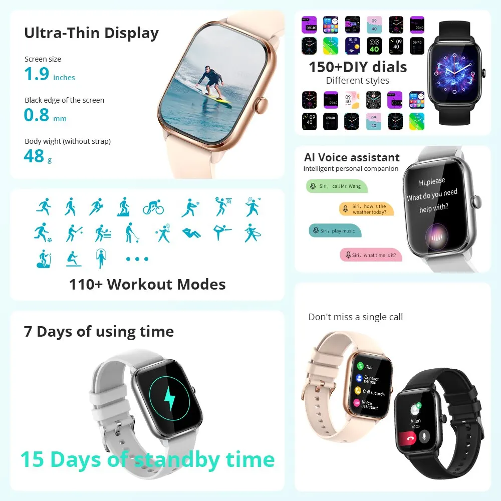 COLMI-reloj inteligente C61 para hombre y mujer, pulsera con pantalla completa de 1,9