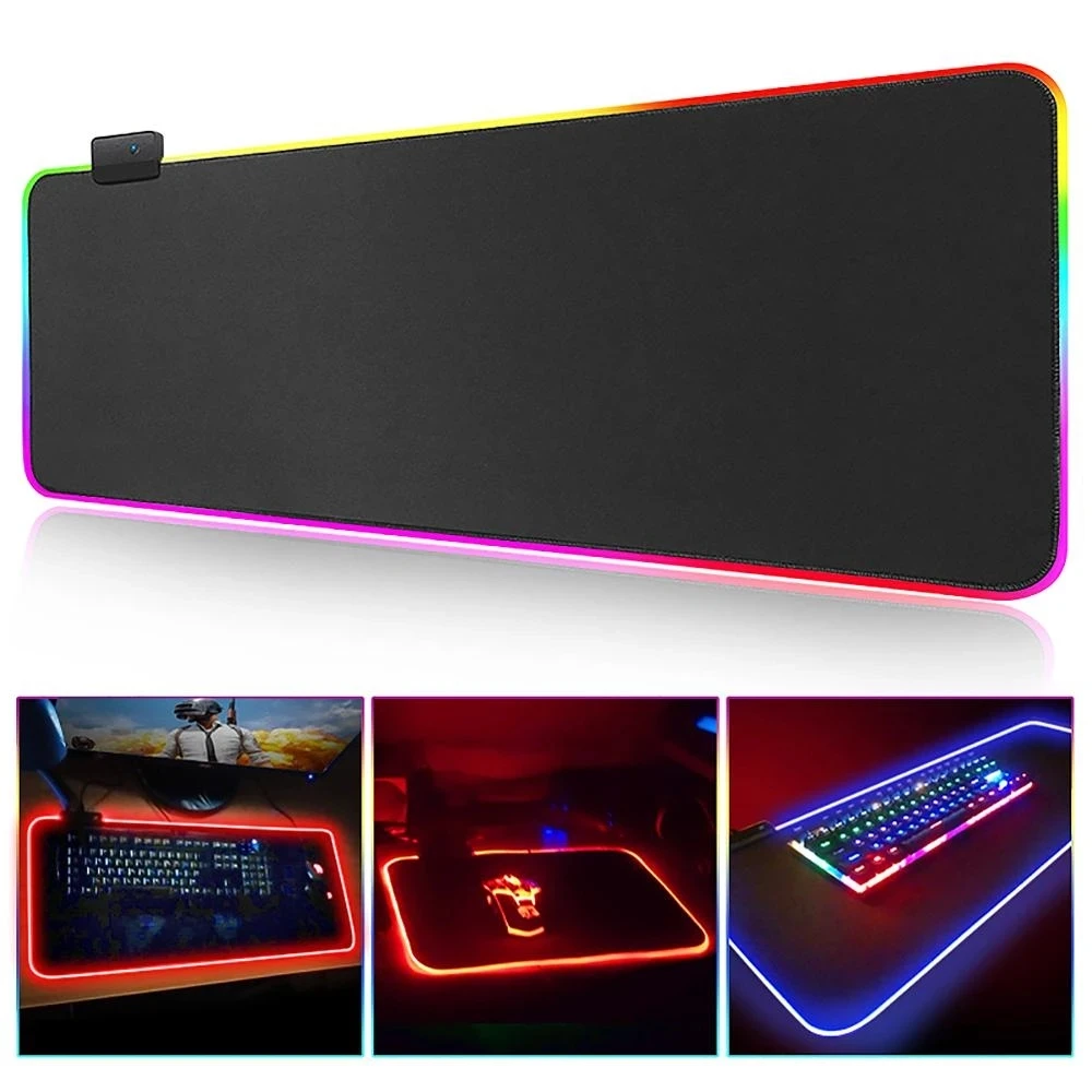 Alfombrilla MousePad Negro LED 31,5x11,8 pulgadas