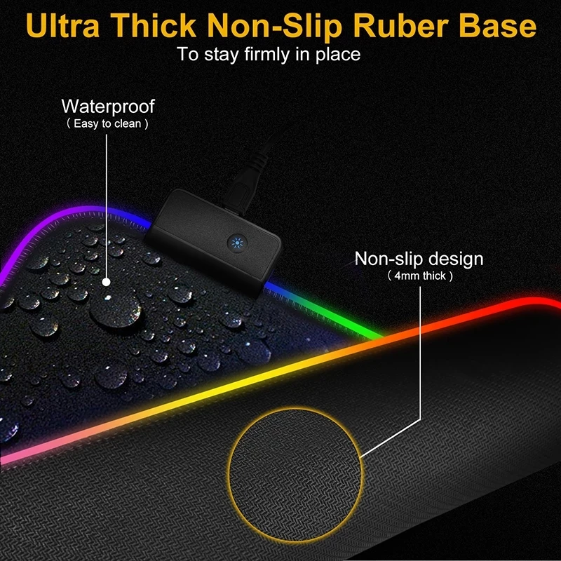 Alfombrilla MousePad Negro LED 31,5x11,8 pulgadas