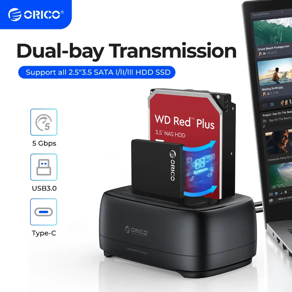 ORICO Clonador de Discos Dual-Bay HDD/SSD SATA