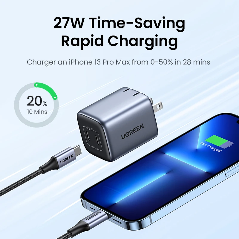Ugreen NEXODE Cargador Tipo-C 45W GaN Carga Rapida