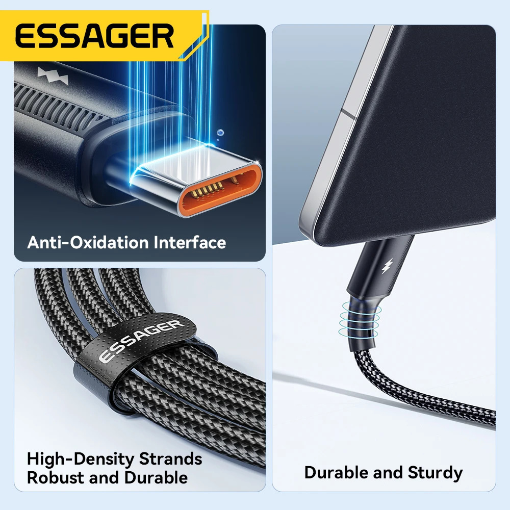 ESSAGER Cable Tipo-C a Tipo-C 120W 1M 6A