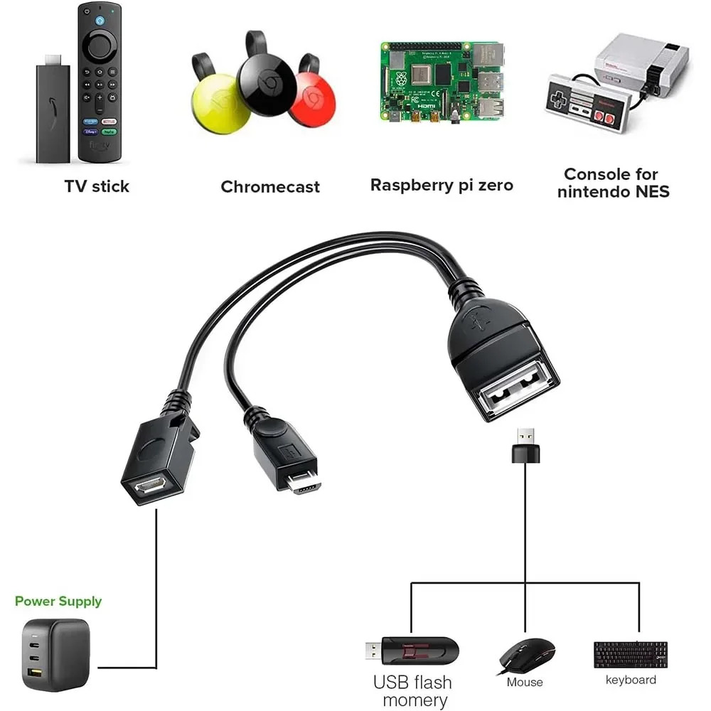Cable OTG Tipo "Y" Micro USB FireTV Fire Stick,