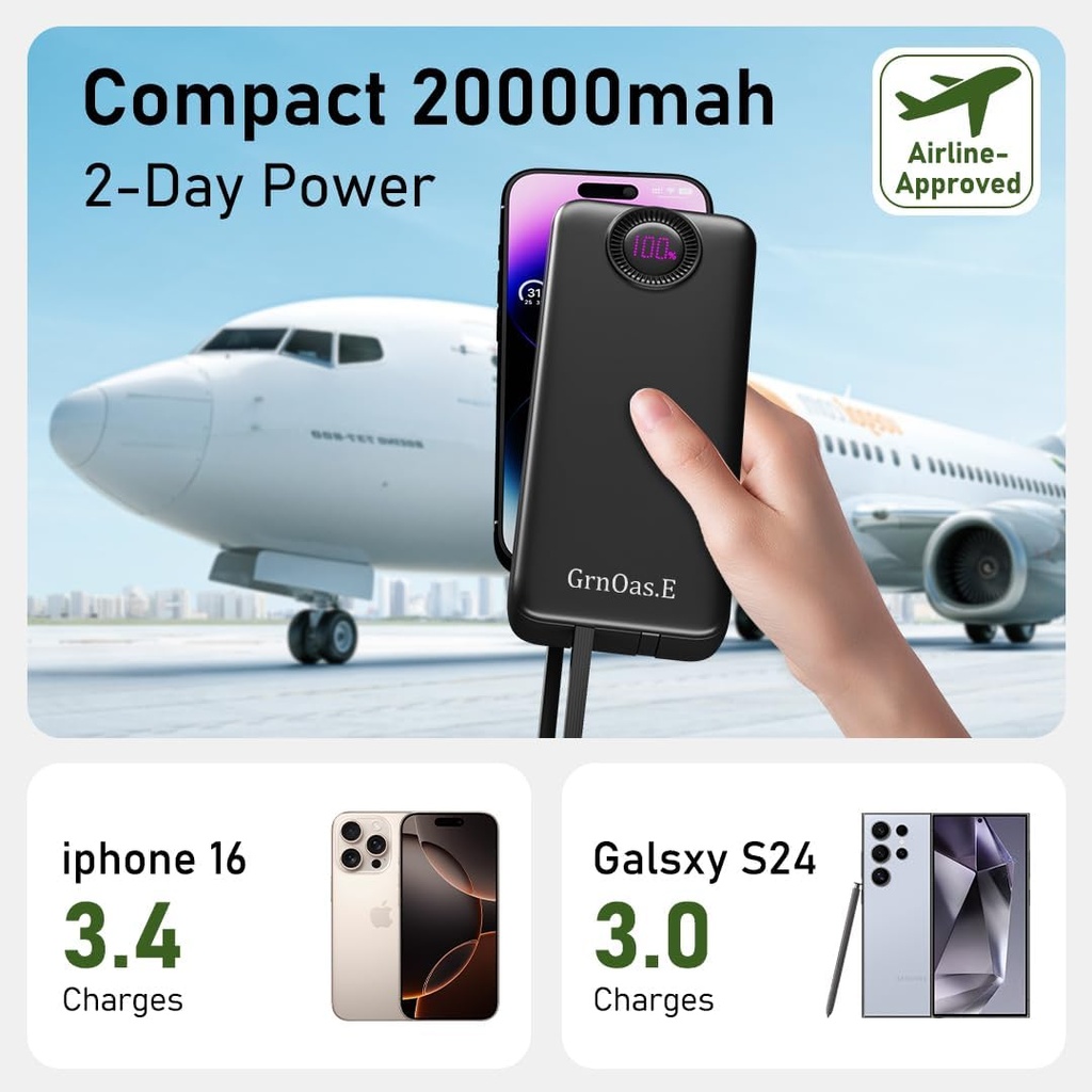 rnOas.E PowerBank 20000 mAh, carga rápida de 22.5W