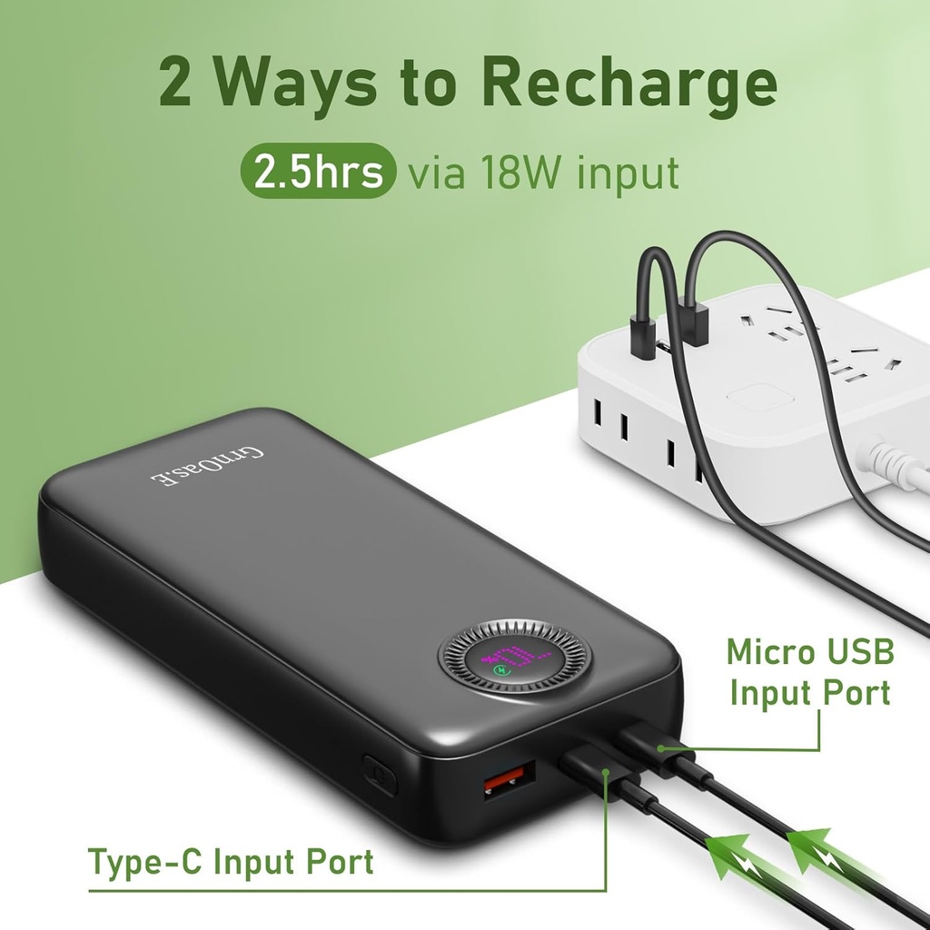 rnOas.E PowerBank 20000 mAh, carga rápida de 22.5W