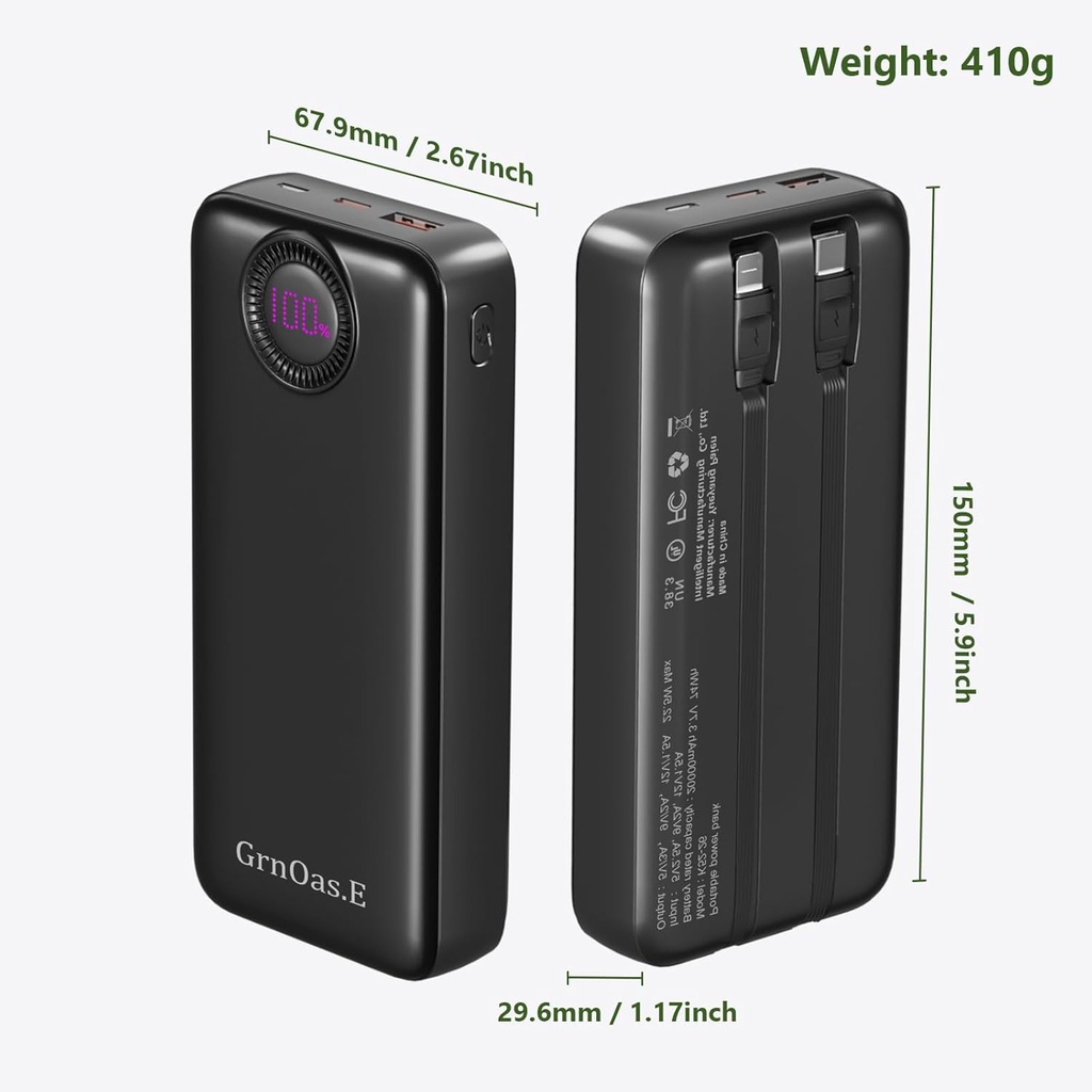 rnOas.E PowerBank 20000 mAh, carga rápida de 22.5W