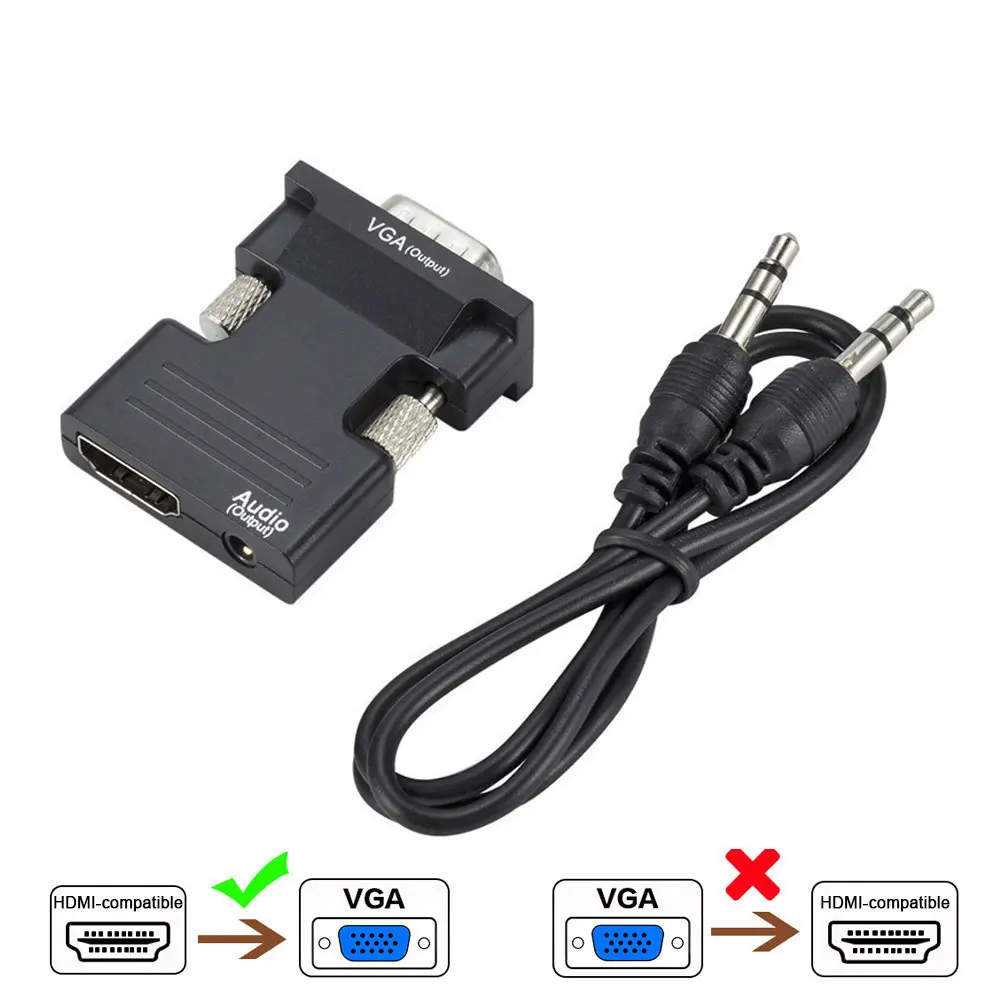 Adaptador VGA a HDMI con Audio Corto