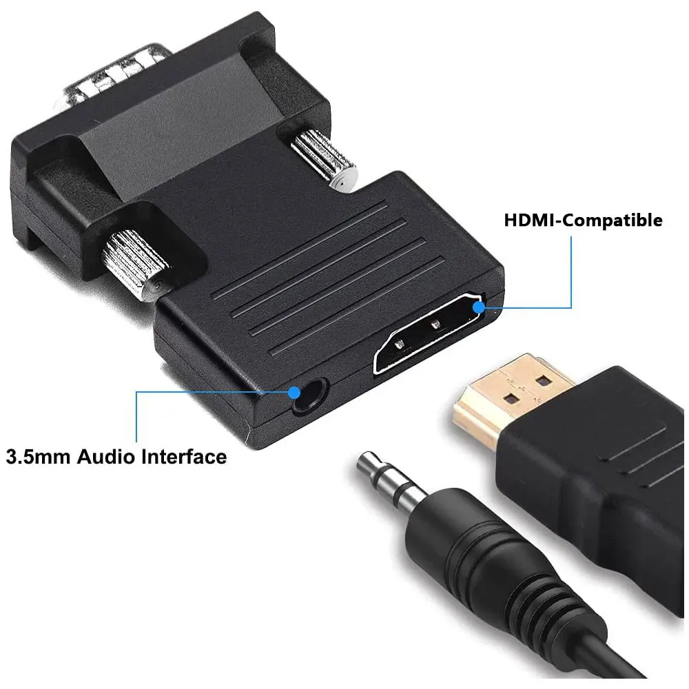 Adaptador VGA a HDMI con Audio Corto