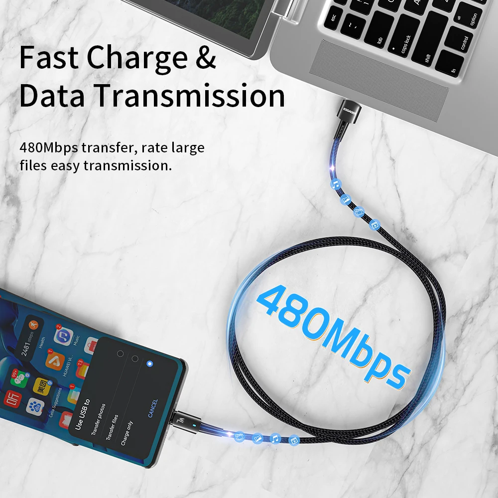 ESSAGER Cable USB a Tipo-C 7A 100W