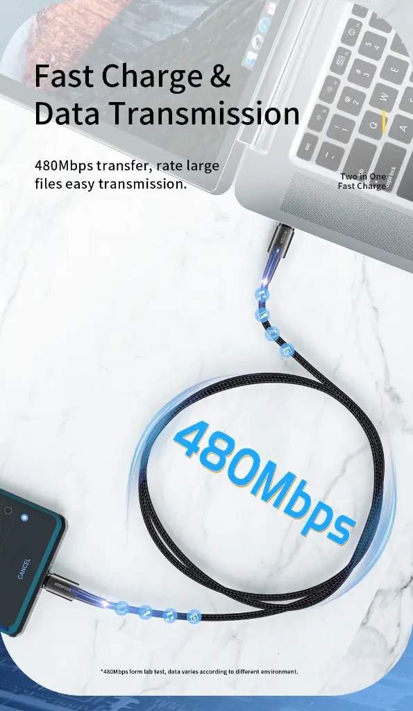 ESSAGER Cable Tipo-C a Tipo-C 60W 1M PD QC 4.0 3.0