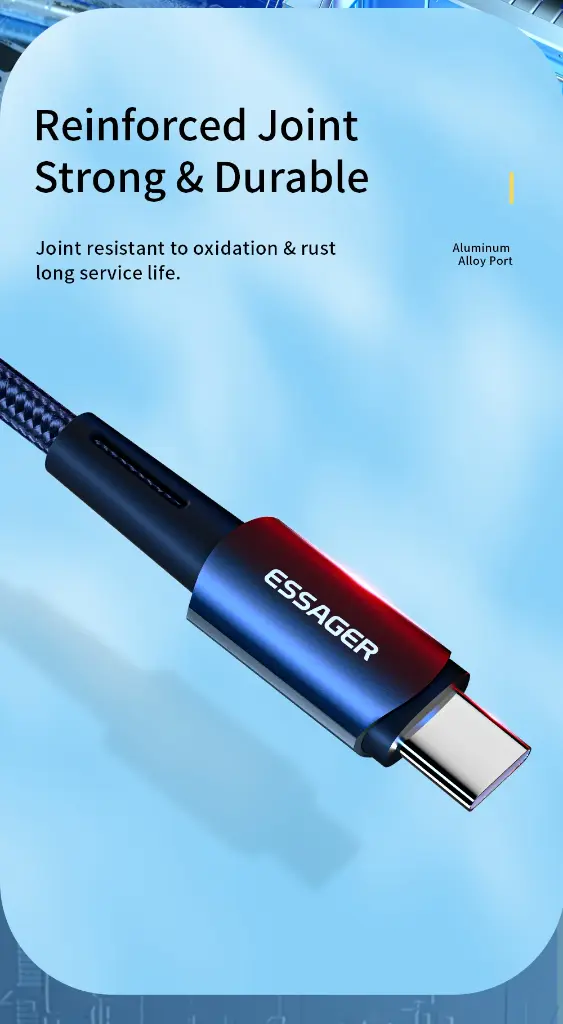 ESSAGER Cable Tipo-C a Tipo-C 60W 1M PD QC 4.0 3.0