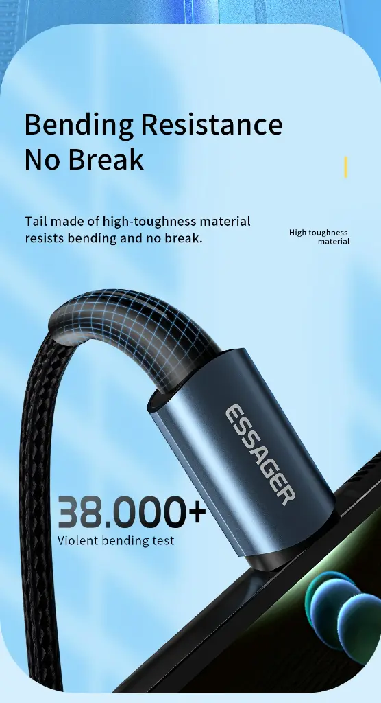 ESSAGER Cable Tipo-C a Tipo-C 60W 1M PD QC 4.0 3.0