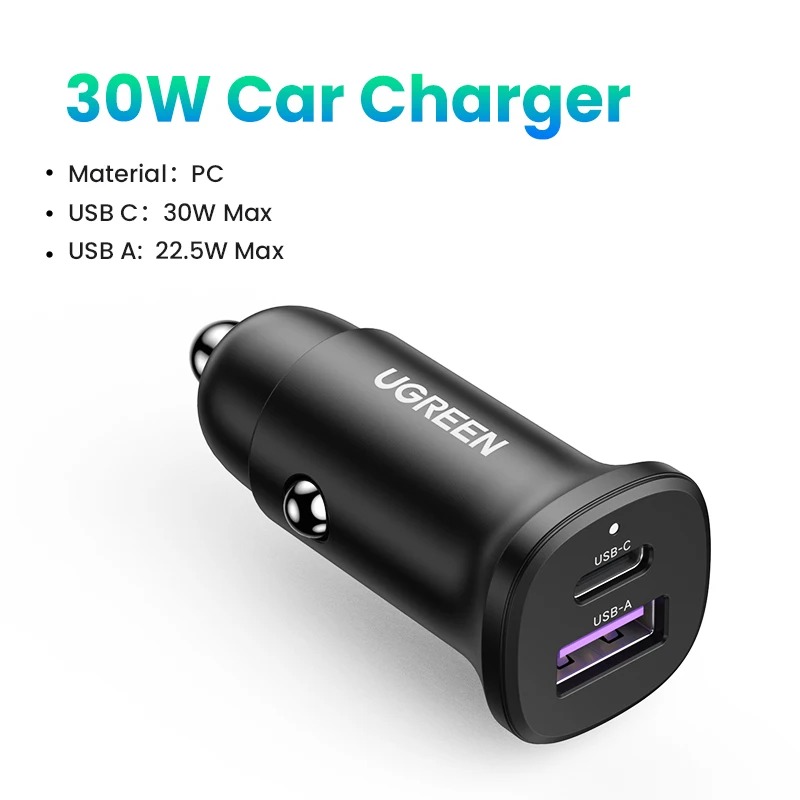 UGREEN Cargador Auto 30W 12/24V Black