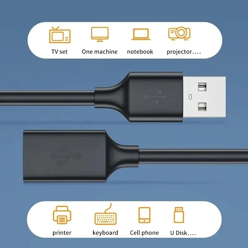 Extension USB USB Macho a USB Hembra 2MTS Negro