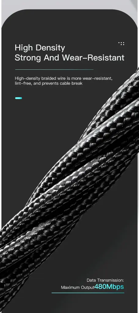 ESSAGER Cable USB Tipo-C 1M 2.4A Carga Rapida/Datos LED