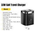 ESSAGER Cargador GaN 33W Carga Rapida PD Doble Puerto Tipo-C/USB-A