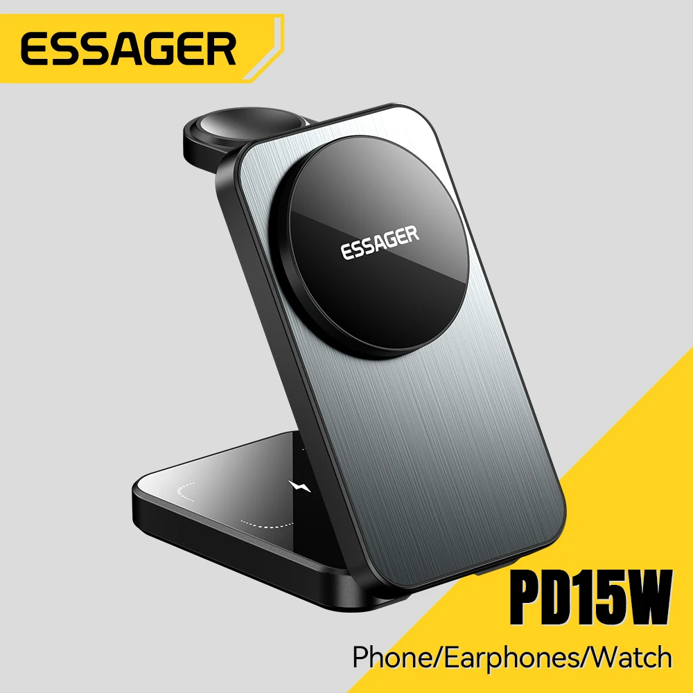ESSAGER Soporte 3en1 15w Applewatch/Iphone/Airpods