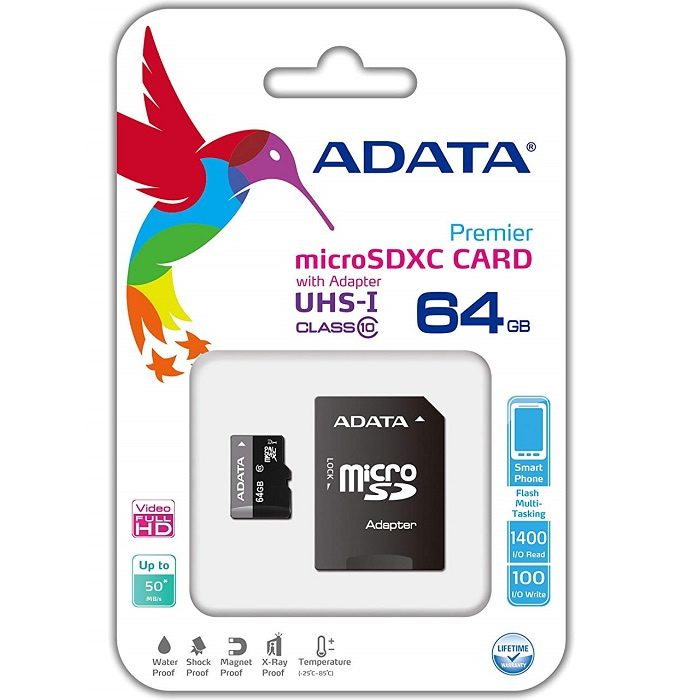 Memoria MicroSD 64GB Class10 ADATA