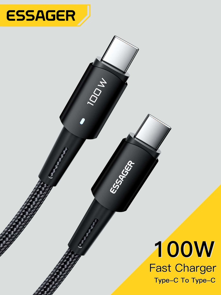 ESSAGER Cable Tipo-C a Tipo-C 100W 2M PD QC 4.0 3.0