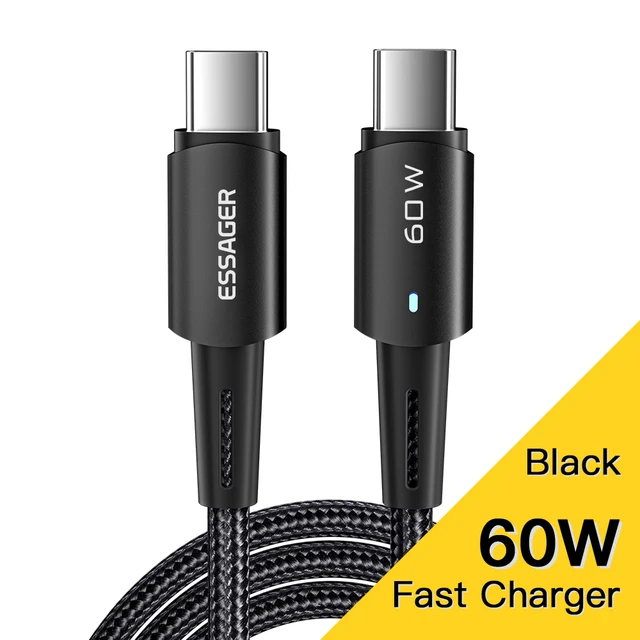 ESSAGER Cable Tipo-C a Tipo-C 60W 1M PD QC 4.0 3.0
