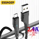 ESSAGER Cable USB Micro-USB 1M 2.4A Carga Rapida/Datos LED