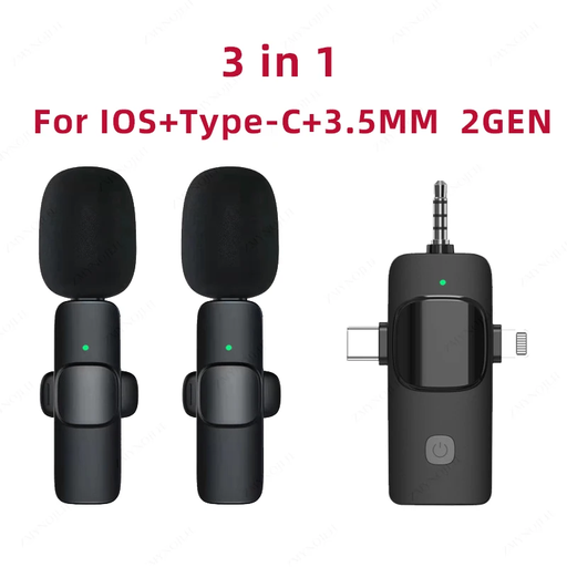 [K15] Microfono Inalámbrico K15 Solapa Levalier 2 MIC 3en1 Android/Iphone/Jack 3.5mm