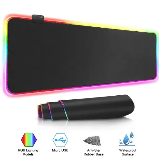 Alfombrilla MousePad Negro LED 31,5x11,8 pulgadas