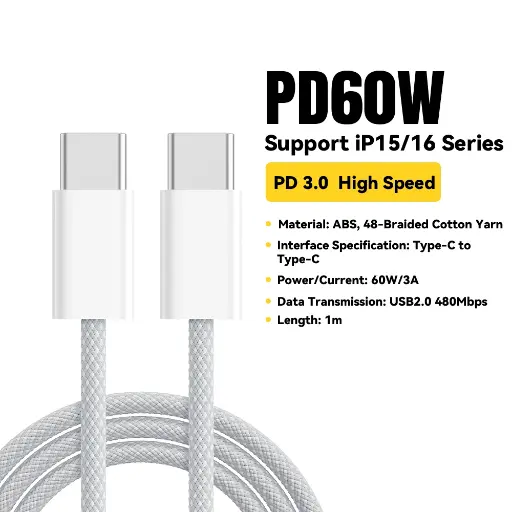 ESSAGER Cable Tipo-C a Tipo-C 60W 1M IP15-IP16
