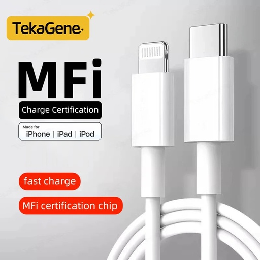 TEKAGENE Cable Tipo-C a Lightning MFI 1.8M Carga Rapida