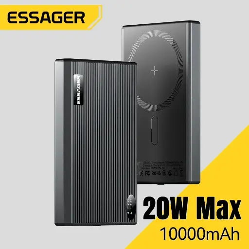 ESSAGER PowerBank 10,000mAh 15w/20w Carga Inalámbrica/Cable